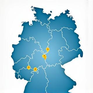 Map of Germany highlighting cities with Umwelt zones
